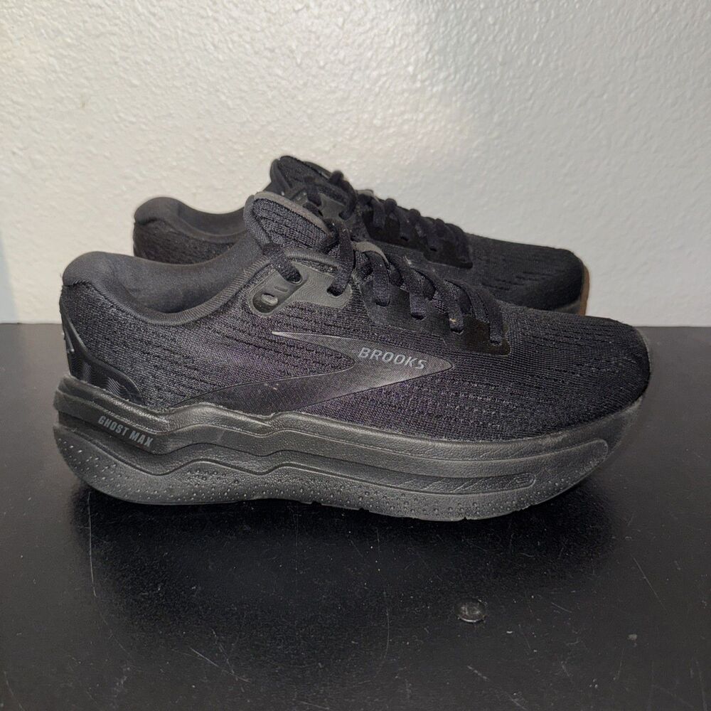 Brooks Ghost Max 2 GlideRoll Rocker Women 6.5 Triple Black Shoes 1204201B020